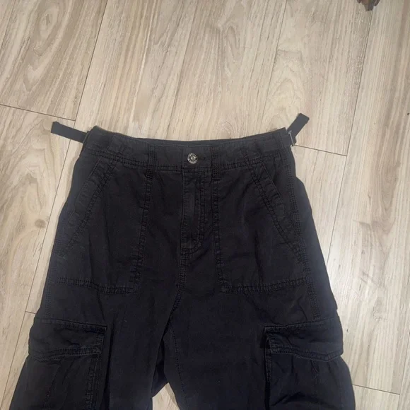 Bershka black straight cargo pants. Women’s sized 2 with adjustable waist. - Picture 2 of 4
